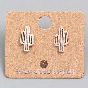 Rose Gold Cactus Earrings